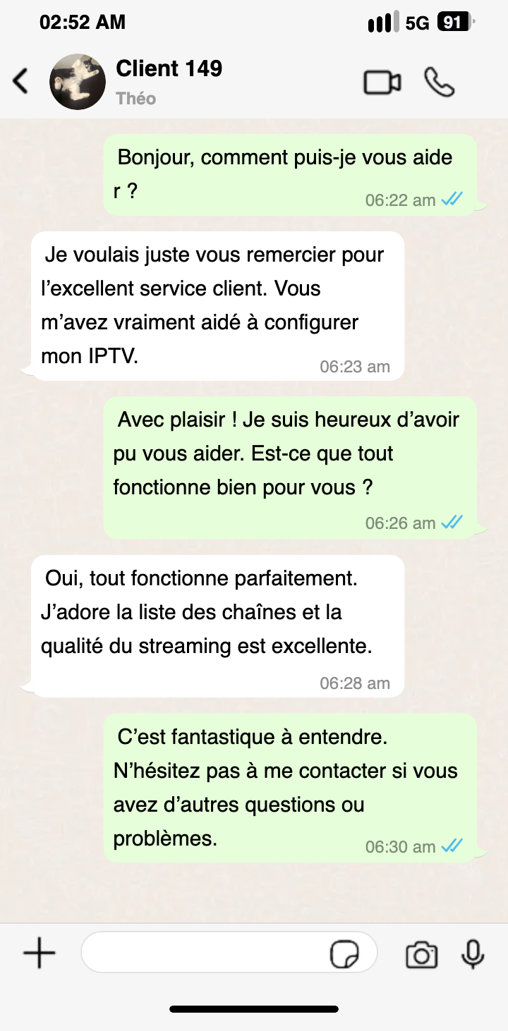 iptv 12 Client partageant son avis sur le service iptv premium